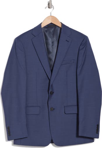Calvin Klein Solid Blue Wool Suit Suit Separates Jacket