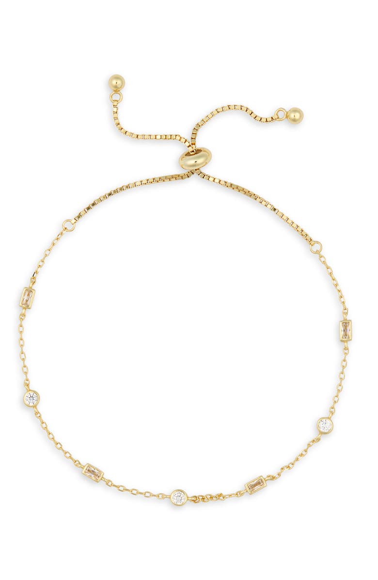 Argento Vivo Sterling Silver Mix Cubic Zirconia Slider Bracelet, Main, color, Gold