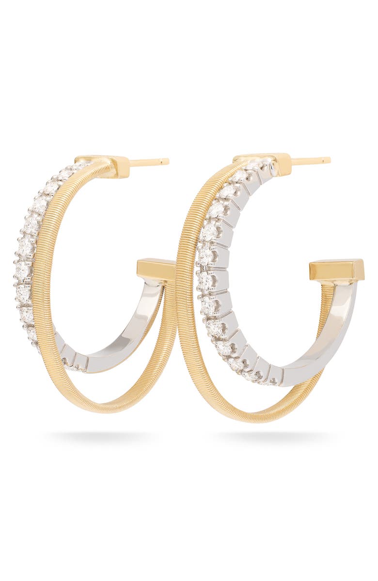 Marco Bicego Masai Coil & Diamond Double Hoop Earrings, Alternate, color, 18K Yellow Gold