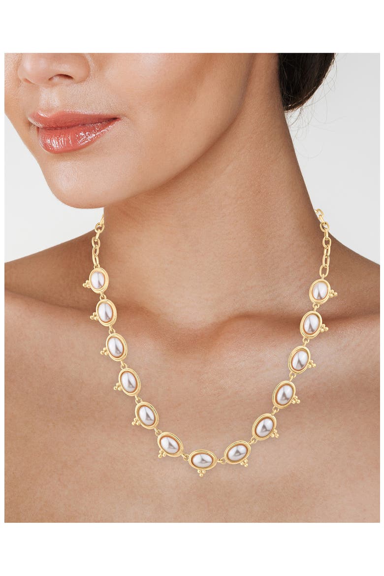 Faux Pearl Frontal Necklace (Nordstrom Exclusive), Alternate, color, WHITE/ GOLD