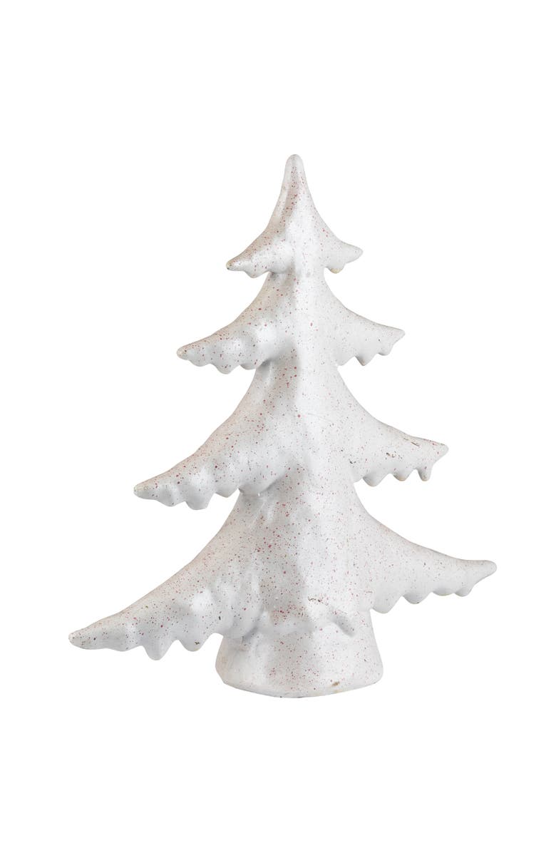 Northlight Shiny Speckled Christmas Tree Tabletop Decoration - 10" - White, Alternate, color, White