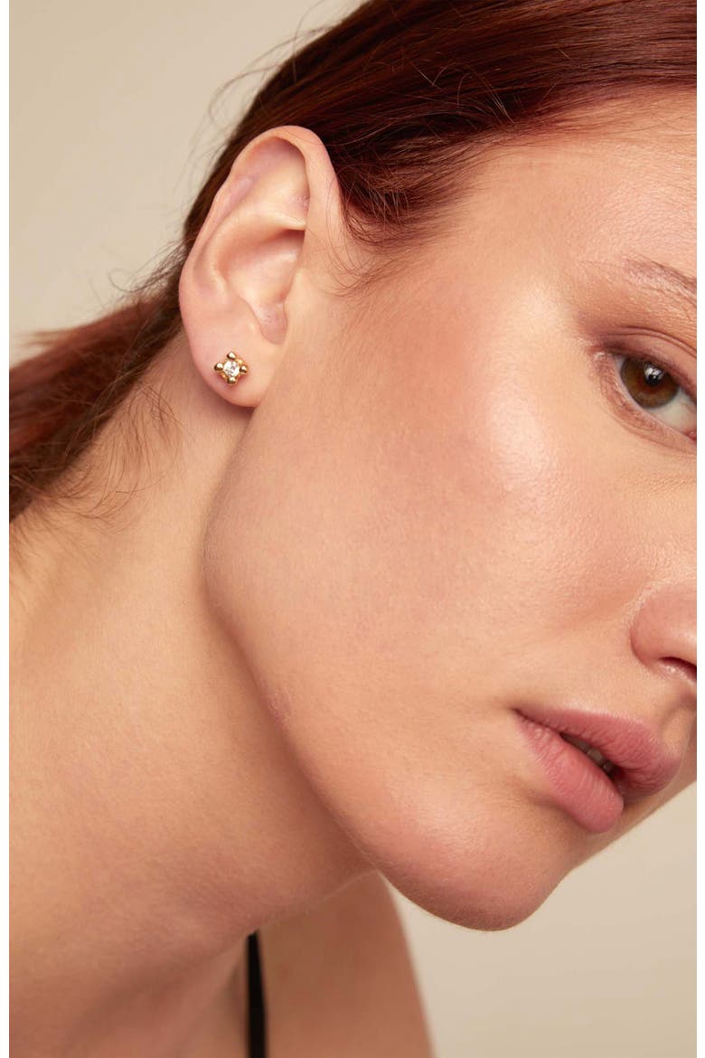 Zircon Stud Earrings, Alternate, color, Gold