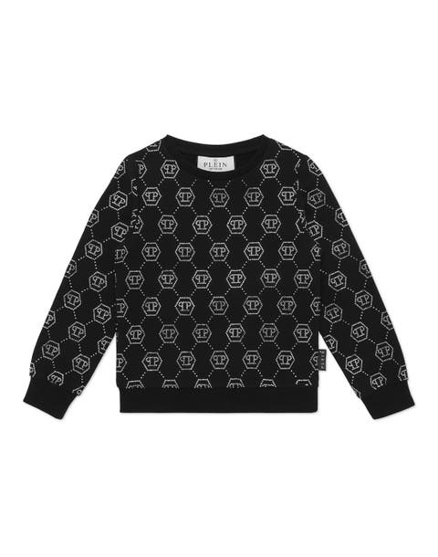 Sweatshirt Ls Strass Monogram Girl