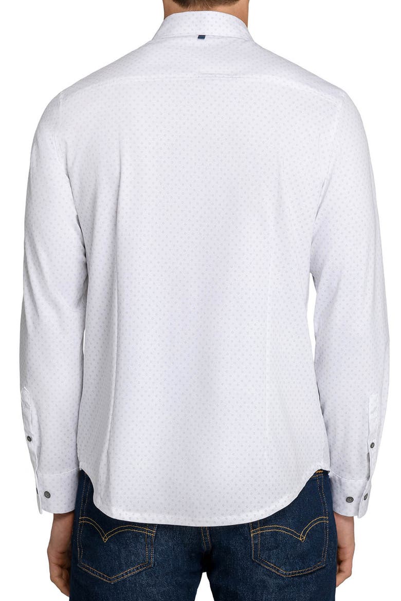 Slim Fit Abstract Floral Dot Reworked Button-Up Shirt, Alternate, color, WHITE