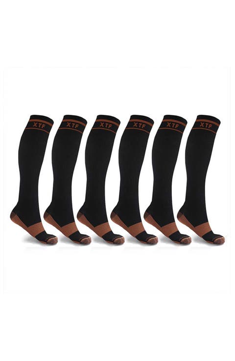 Pack of 6 Copper Infused Knee High Socks