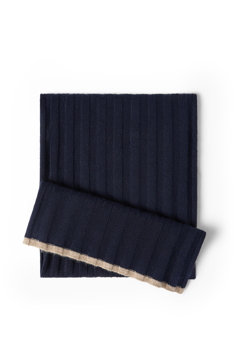 Cashmere rib knit scarf, Main, color, Navy Blue