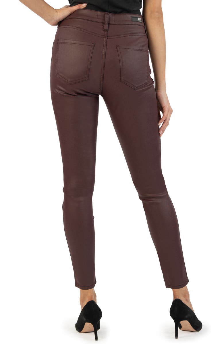KUT from the Kloth Donna Fab Ab Coated High Waist Ankle Skinny Jeans, Alternate, color, Bordeaux