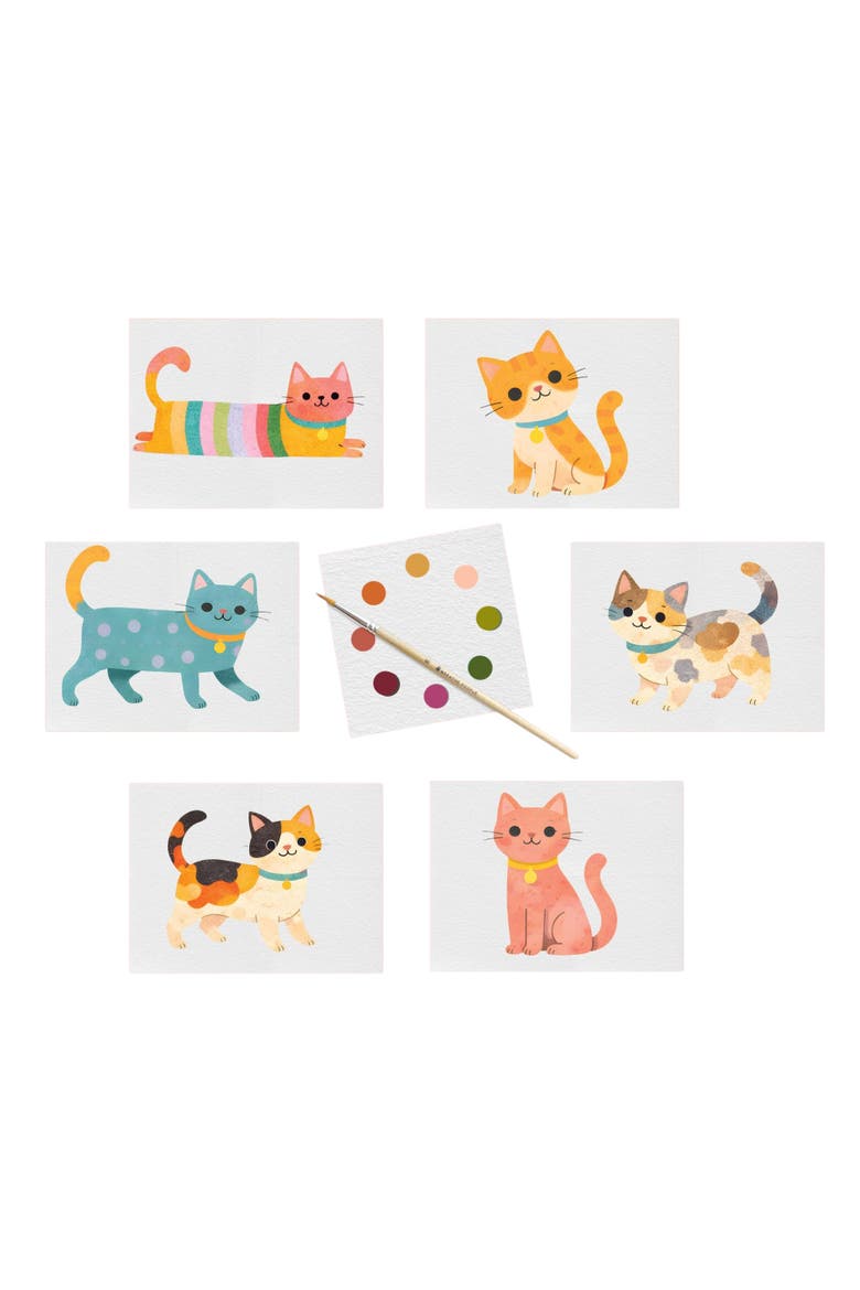Cute Kitties Watercolor Postcard Kit, Main, color, Multicolor