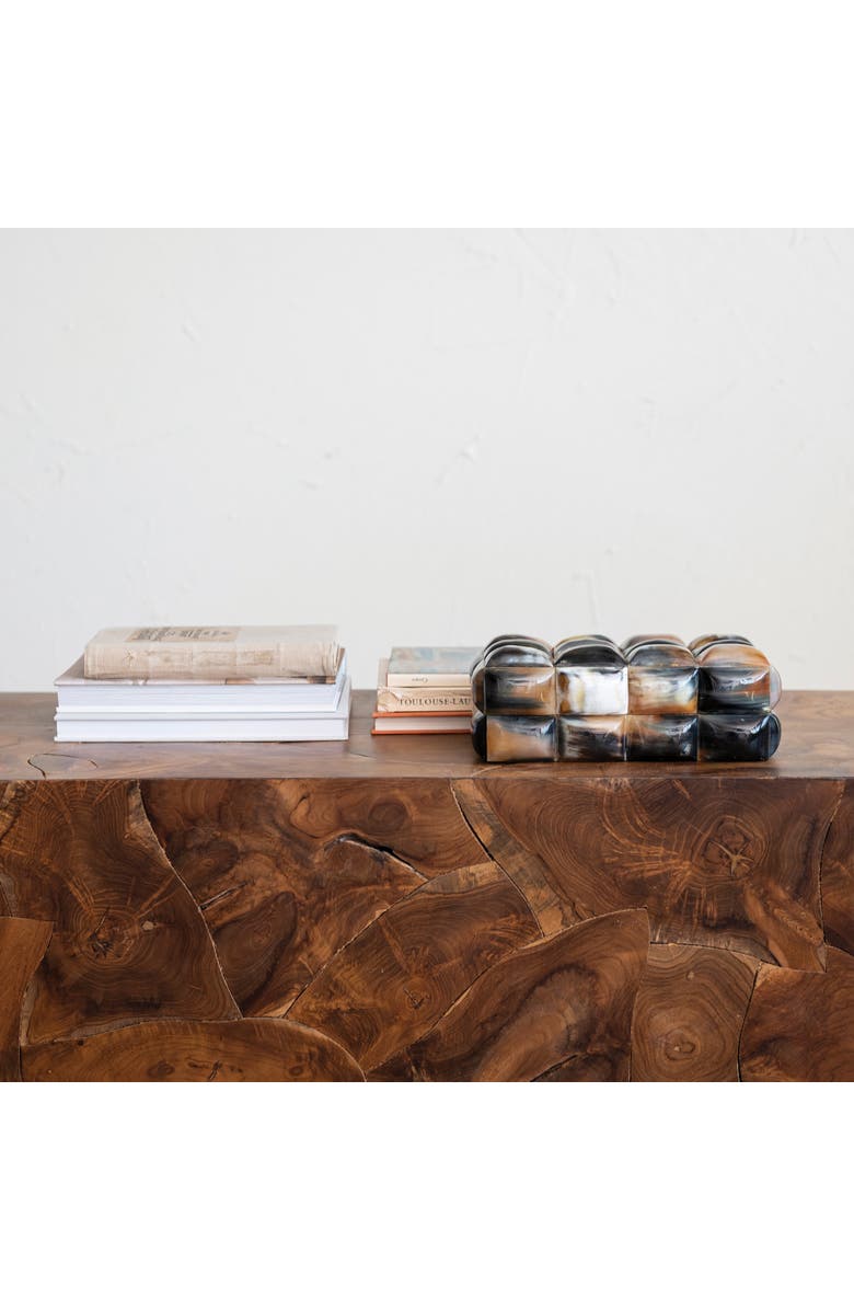 Storied Home Decorative Horn Bubble Storage Box, Black and Brown, Alternate, color, Black