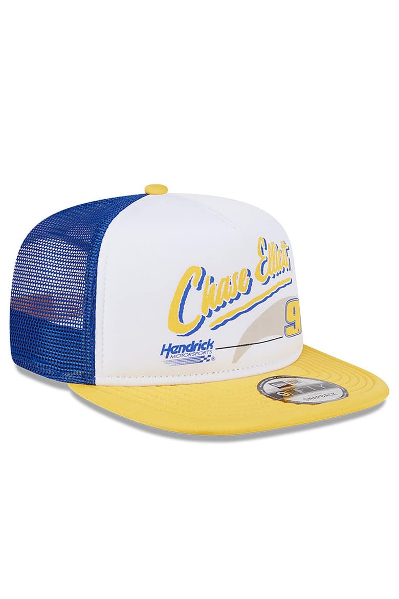 Men's New Era Blue Chase Elliott  9FIFTY A-Frame Retro Script Snapback Hat, Alternate, color, Blue