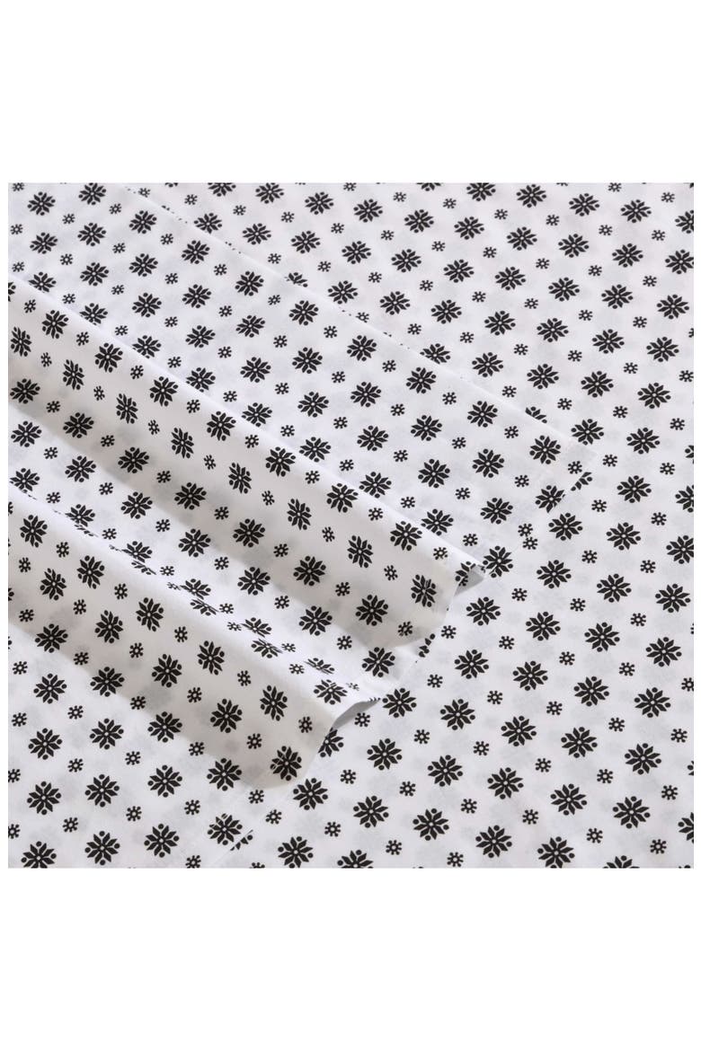 Fair Isle Sprinkle Cotton Sheet Set, Alternate, color, WHITE/ BLACK