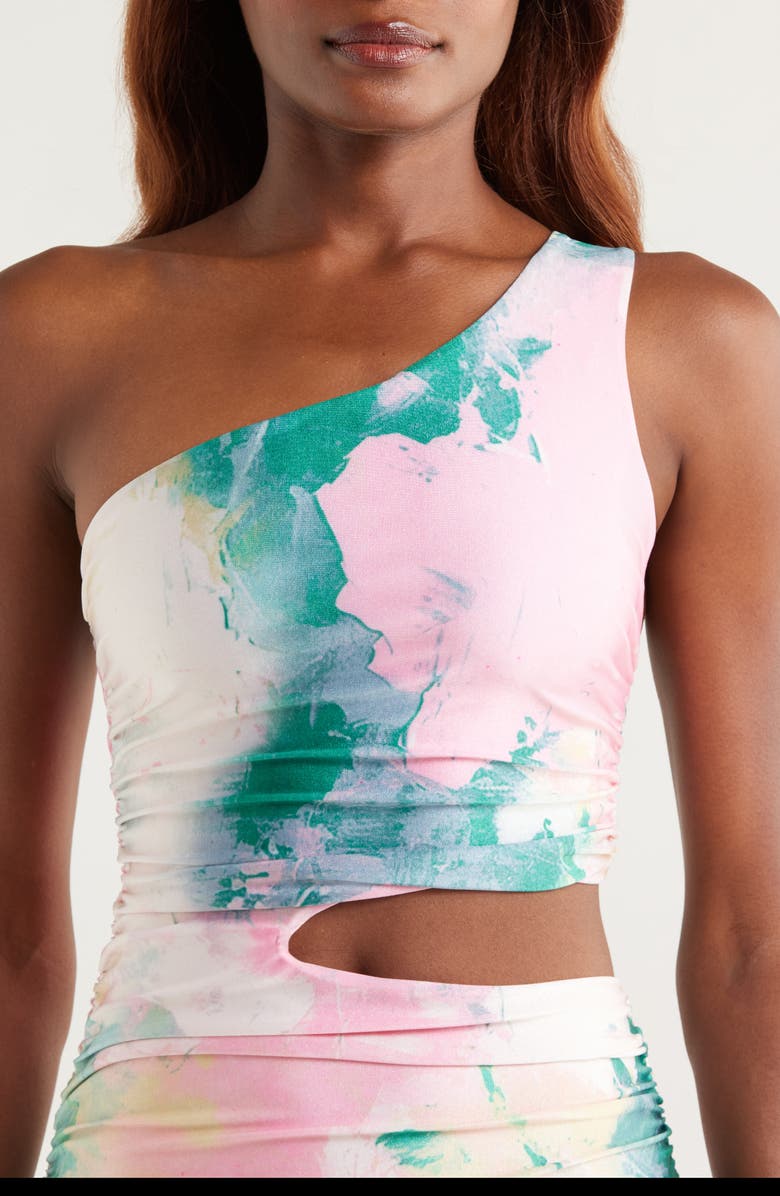 BOAMAR Kira Side Cutout One-Shoulder One-Piece Swimsuit, Alternate, color, Pink Multi