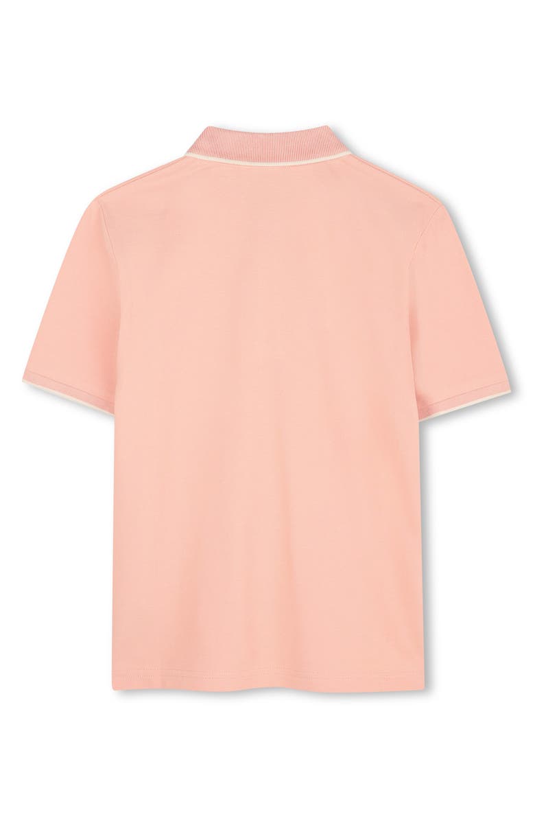BOSS Kidswear Kids' Tipped Stretch Cotton Piqué Polo, Alternate, color, Blossom Pink