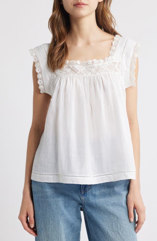 Shop Doen Dôen Aphra Lace Trim Top In Salt