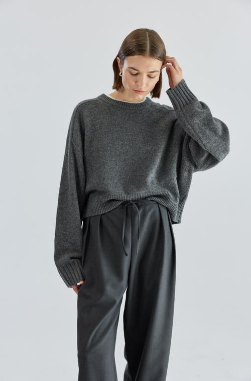 Almina Concept Waist Tie Wool Trousers In Gray