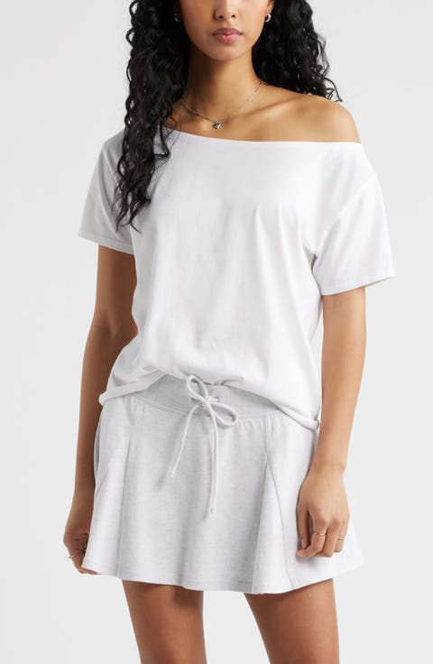 Relaxed Fit Boat Neck Cotton T-Shirt