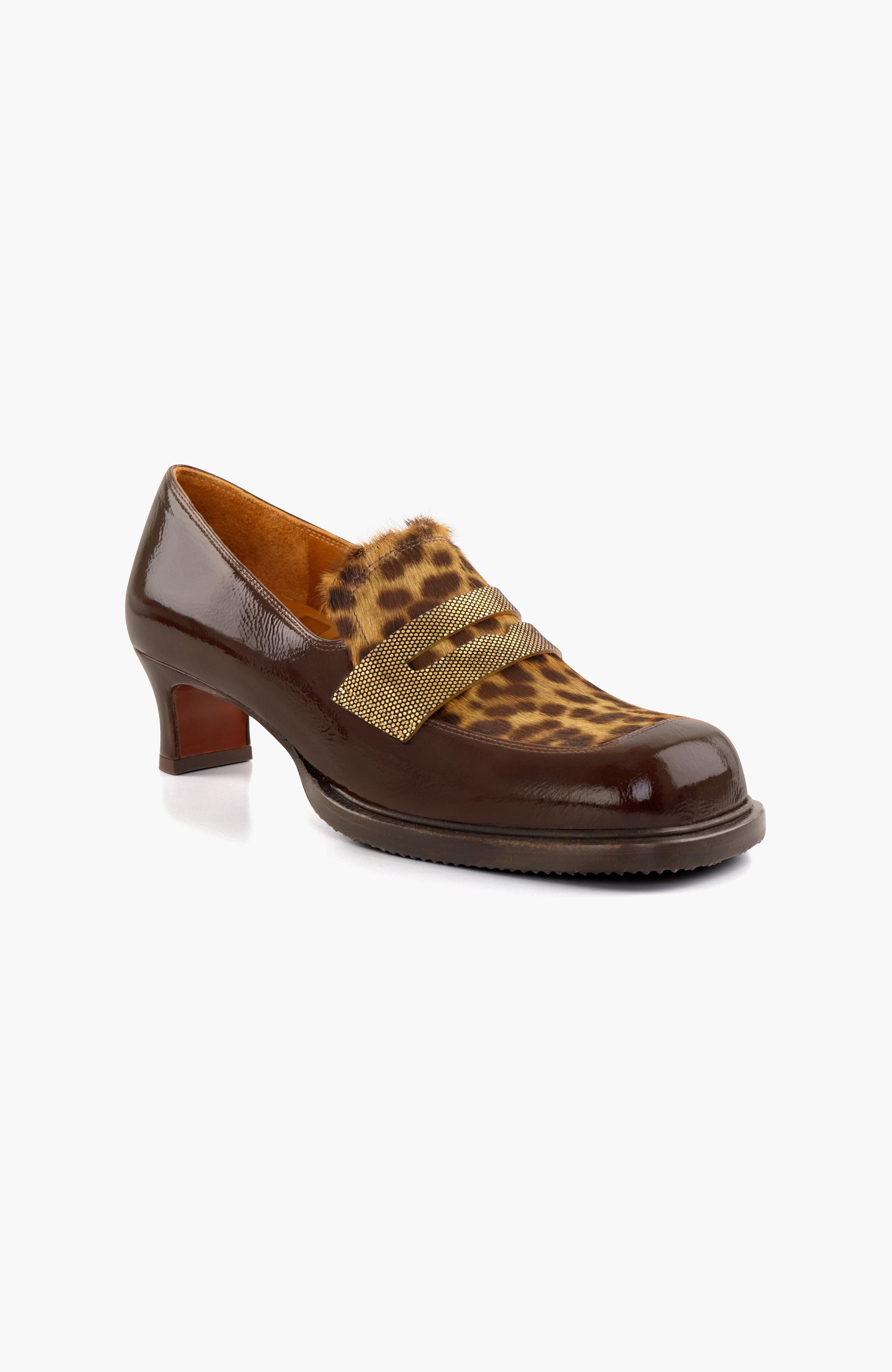 BRONY Leopard print patent peather Pump, Alternate, color, Dark Brown