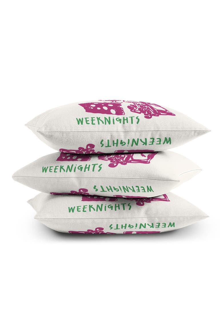 Club Print Throw Pillow, Alternate, color, WINE CLUB WHITE MULTI