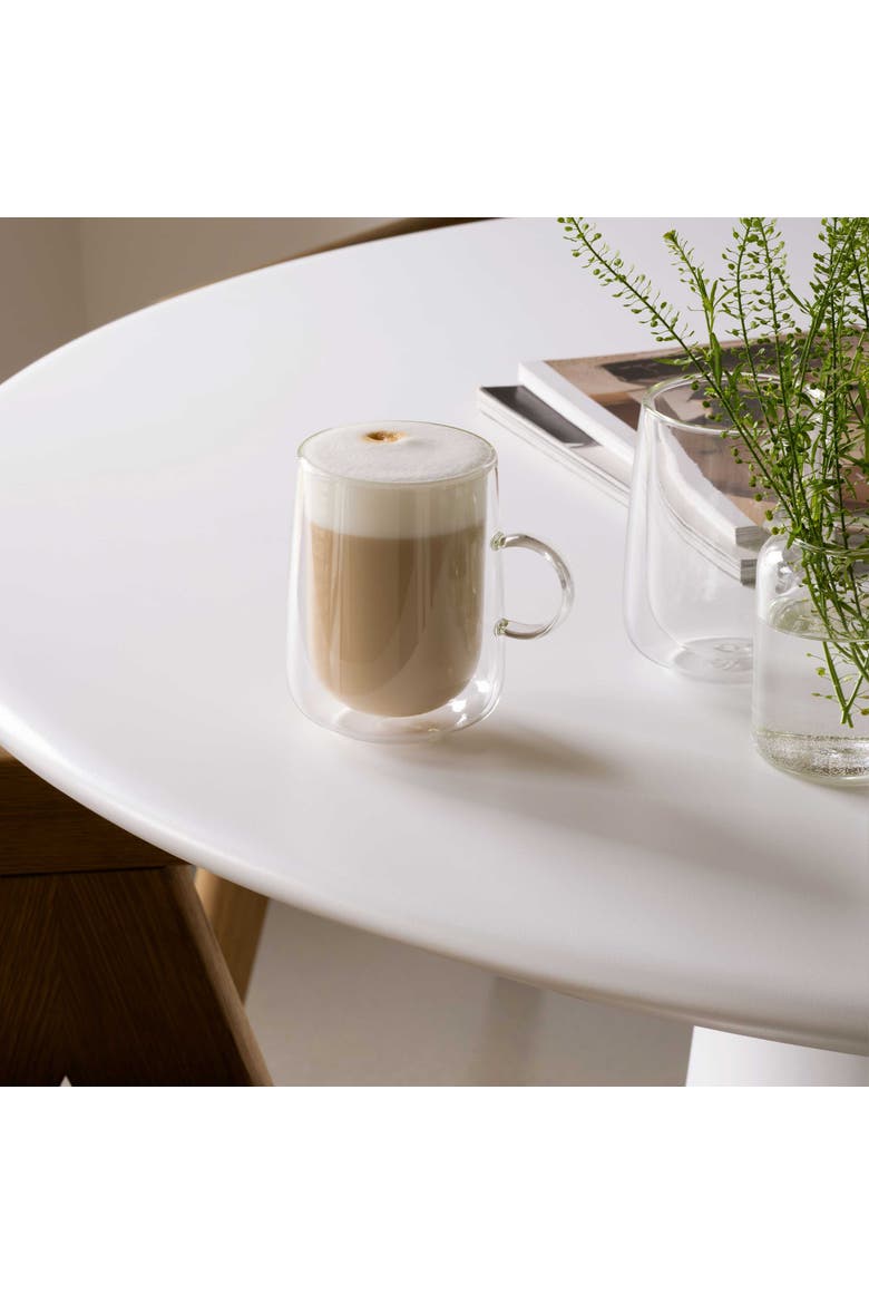 Artesano Hot & Cold Beverage Latte Glass XL with Handle Pair, Alternate, color, no color