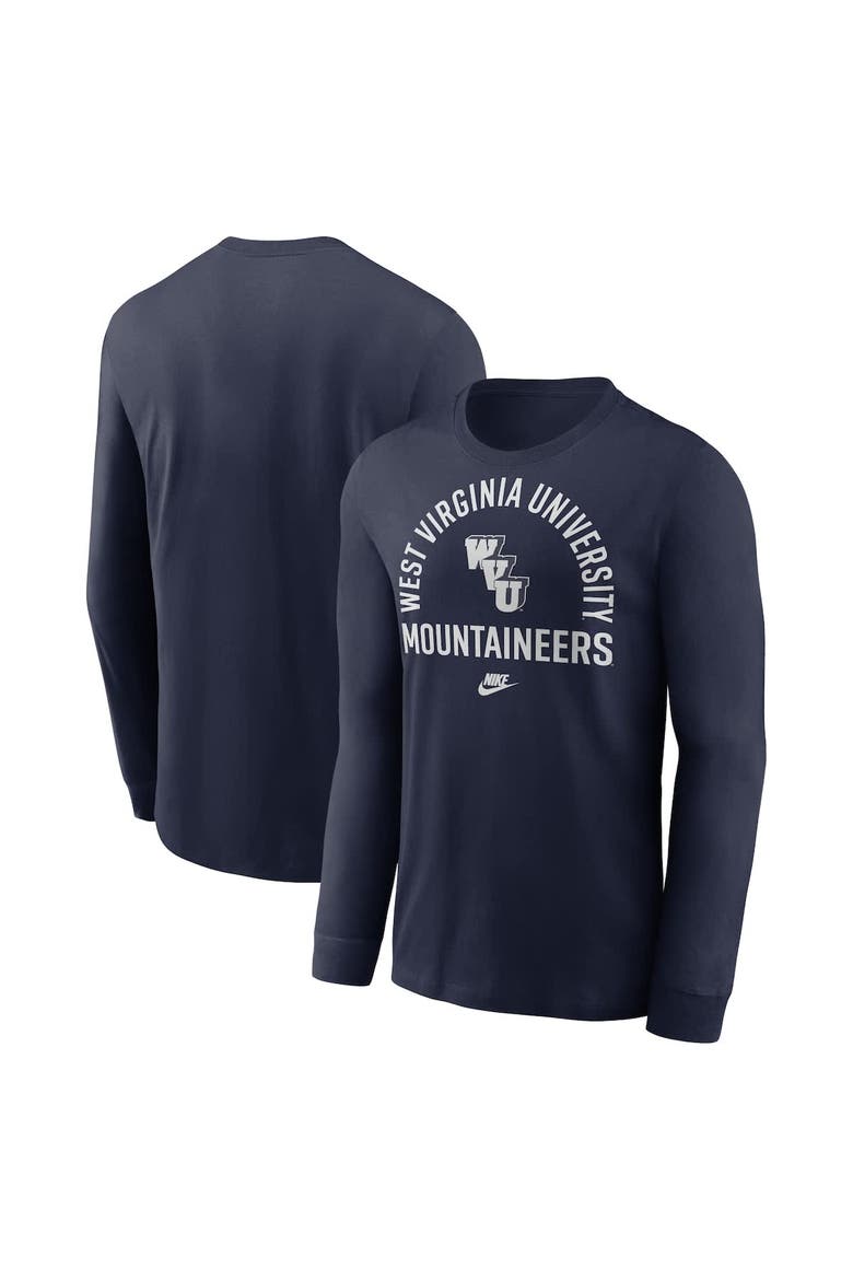 Men's Nike Navy West Virginia Mountaineers Legacy Arched Logo Long Sleeve T-Shirt, Alternate, color, Navy