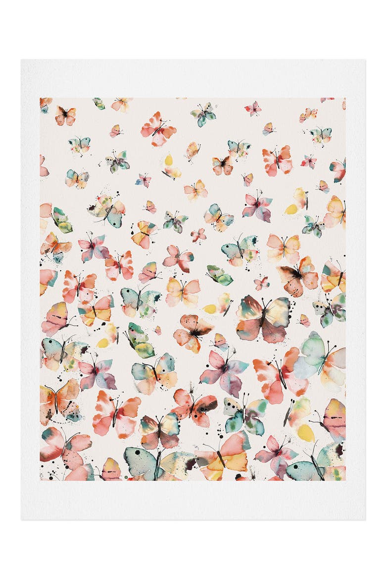 Ninola Design Butterflies Watercolor Art Print, Main, color, MULTI