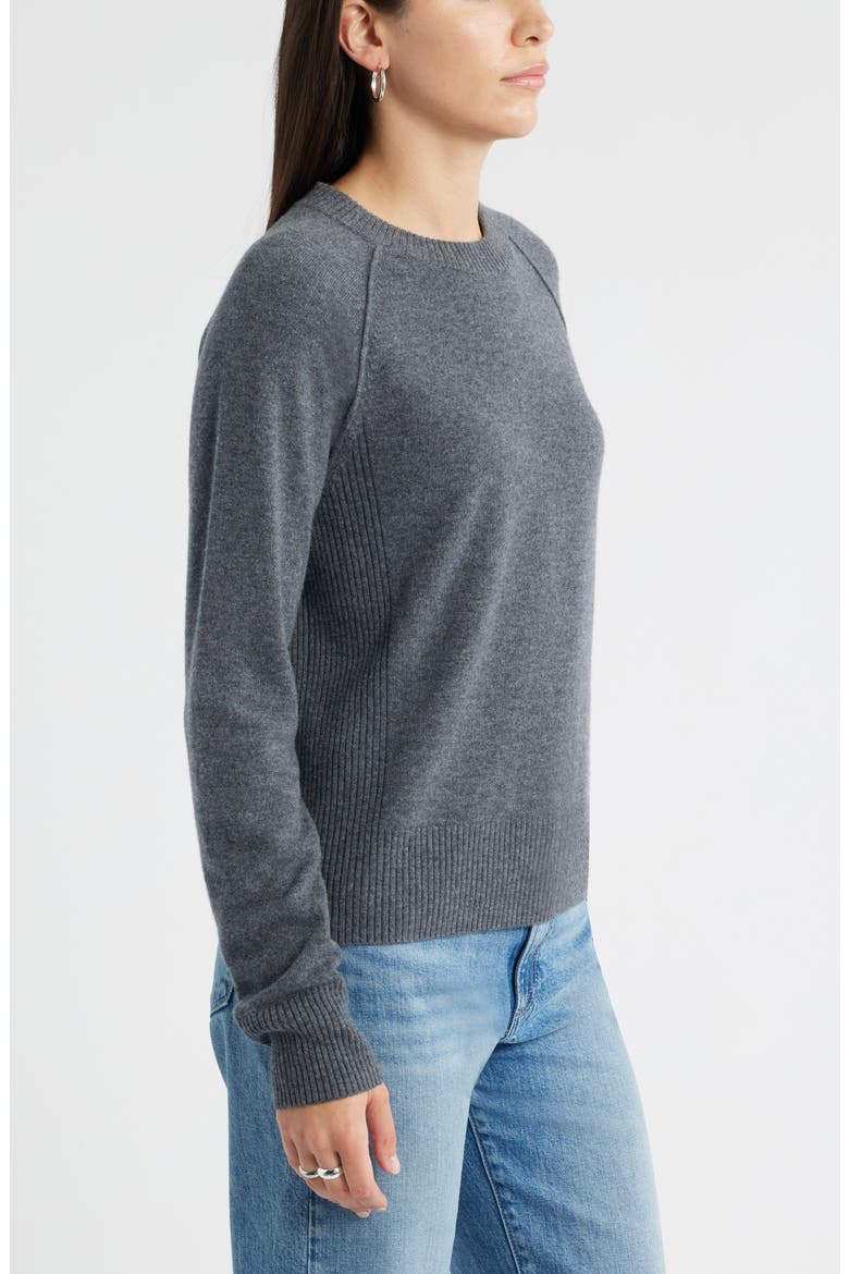 Raglan Sleeve Wool & Cashmere Sweater, Alternate, color, GREY DARK HEATHER