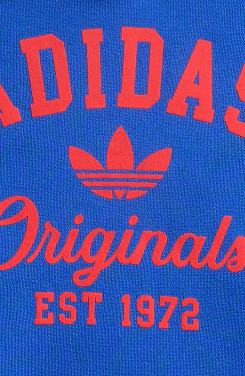 adidas Originals Kids' Varsity Cotton Blend Fleece Hoodie, Alternate, color, Bright Blue