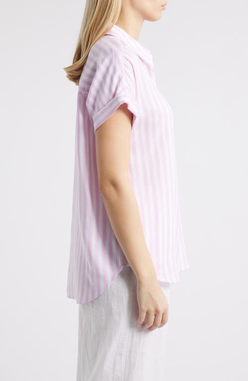 BEACHLUNCHLOUNGE BEACHLUNCHLOUNGE KENZIE STRIPE SHORT SLEEVE BUTTON-UP SHIRT 