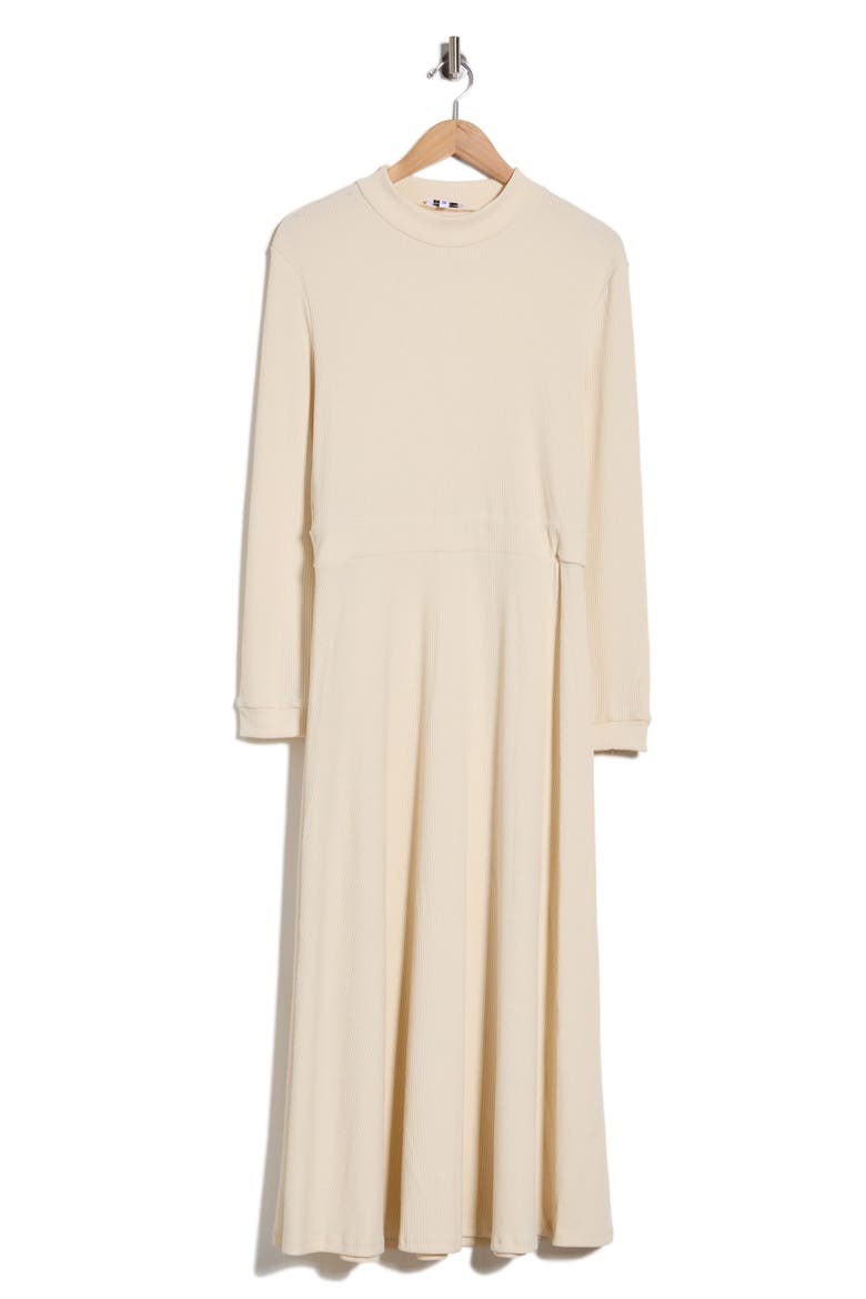 Molly Ribbed Mock Neck A-Line Dress, Main, color, CREAM