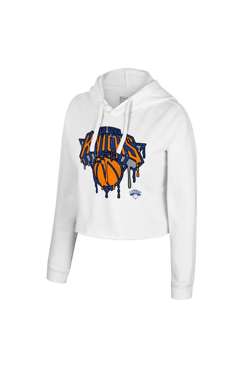 Women's Stadium Essentials White New York Knicks Ice Cream Cropped Hoodie, Alternate, color, White
