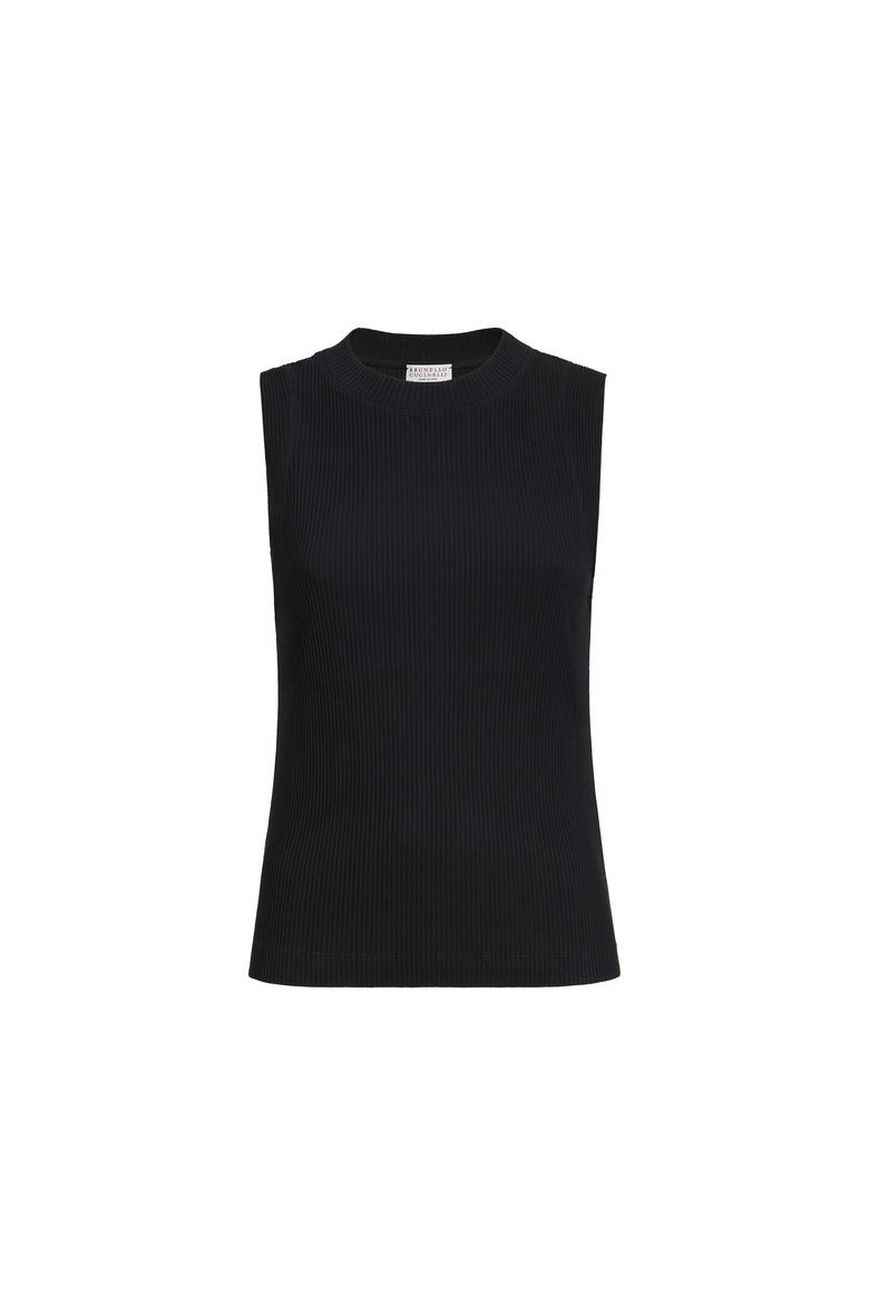 Ribbed jersey top, Alternate, color, Black