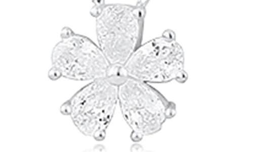 Shymi Cubic Zirconia Flower Pendant Necklace In Silver