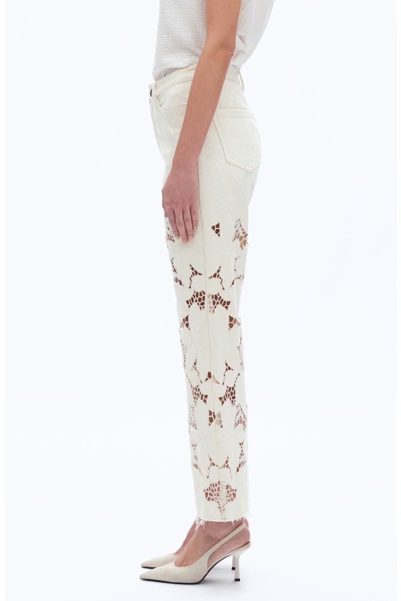 Lace Straight Leg Jeans, Alternate, color, BEIGE