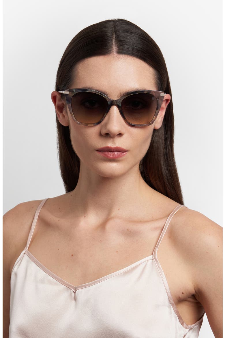 56mm Gradient Cat Eye Sunglasses, Alternate, color, BEIGE GREY HAVANA