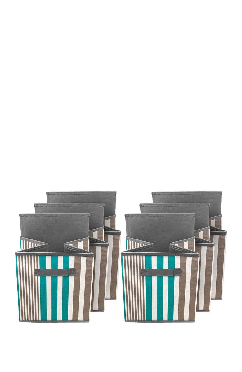 SORBUS Foldable Storage Cube Basket Bin- Set of 6 - Aqua Line, Alternate, color,