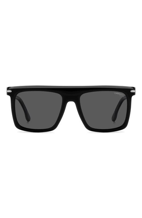 Carrera Eyewear 56mm Rectangular Flat Top Sunglasses In Black Ruthenium/grey Polar