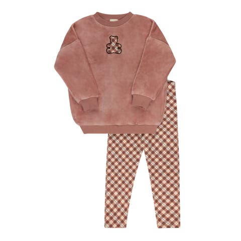 Velour Plaid Bear Collection - Sweatshirt + Leggings (Baby)