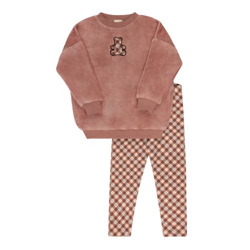 Ely's & Co. Velour Plaid Bear Collection In Brown