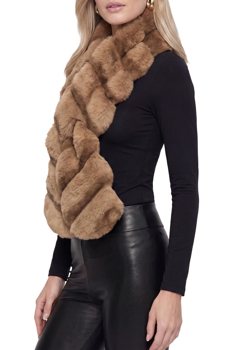 Fur-Free Chinchilla (Faux Fur) Pull-Through Scarf, Alternate, color, CAMEL CHINCH