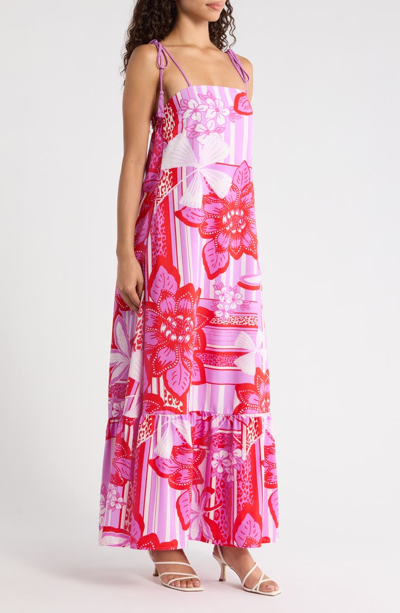 SUGARLIPS Barba Tropical Veth Shift Maxi Dress, Alternate, color, Red-White