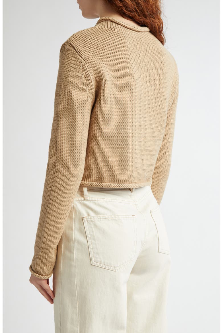 Briony Mock Neck Crop Sweater, Alternate, color, STONE KHAKI
