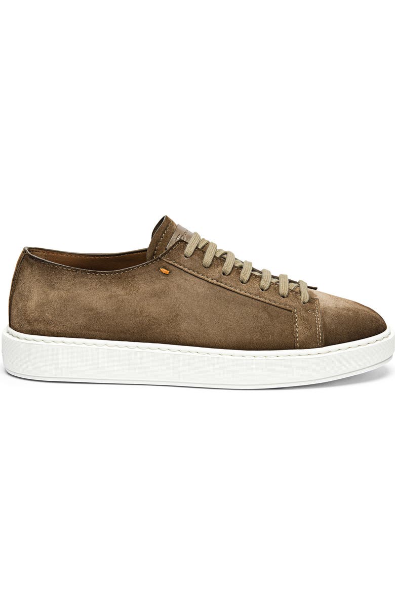 Santoni Damps Low Top Suede Sneaker, Alternate, color, Brown