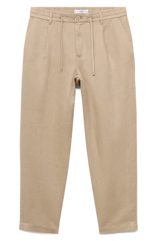 Mango Slim Fit Drawstring Pants In Neutral
