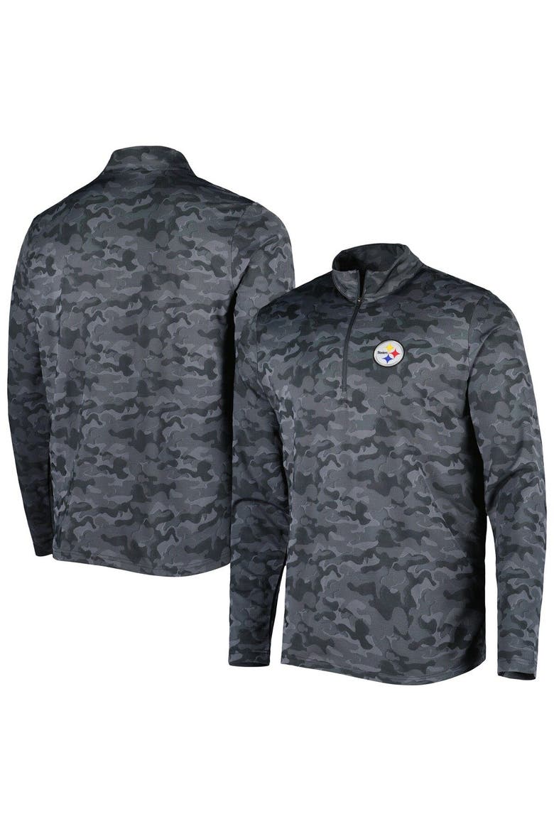 Men's Antigua Black Pittsburgh Steelers Brigade Quarter-Zip Sweatshirt, Main, color, Black
