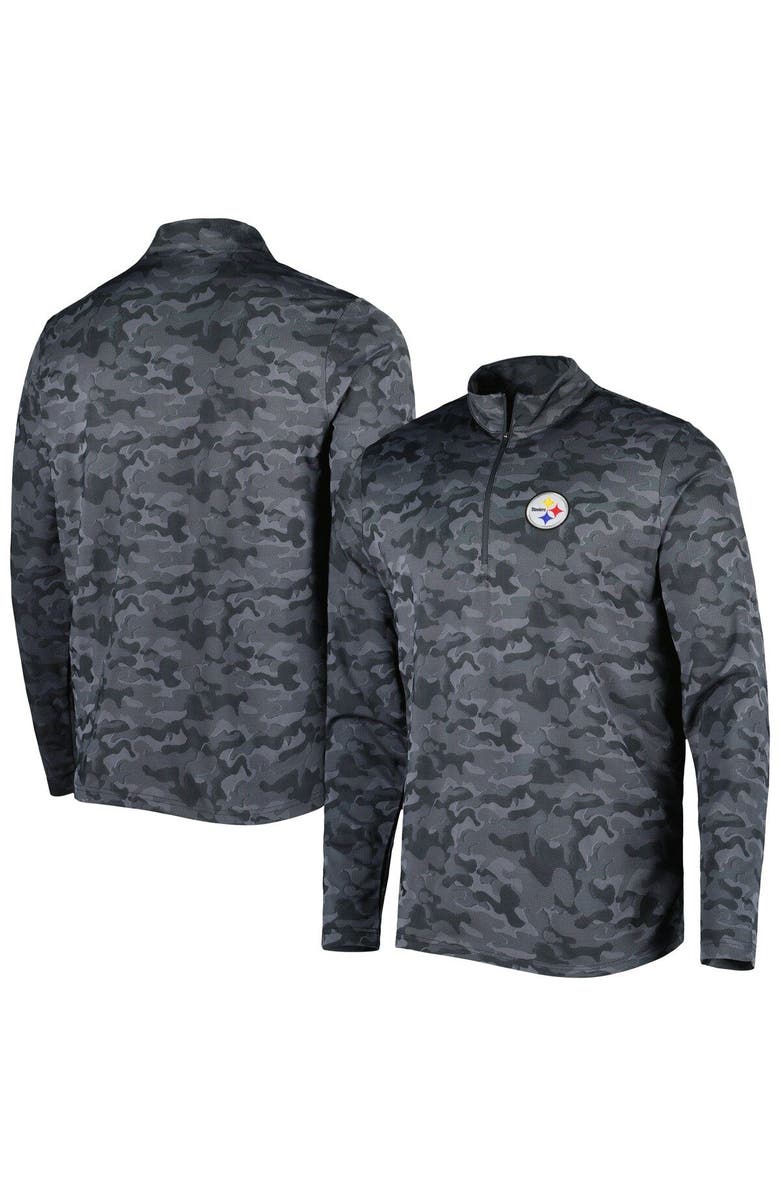 ANTIGUA Men's Antigua Black Pittsburgh Steelers Brigade Quarter-Zip Sweatshirt, Main, color, Black