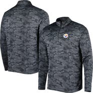ANTIGUA Men's Antigua Black Pittsburgh Steelers Brigade Quarter-Zip Sweatshirt