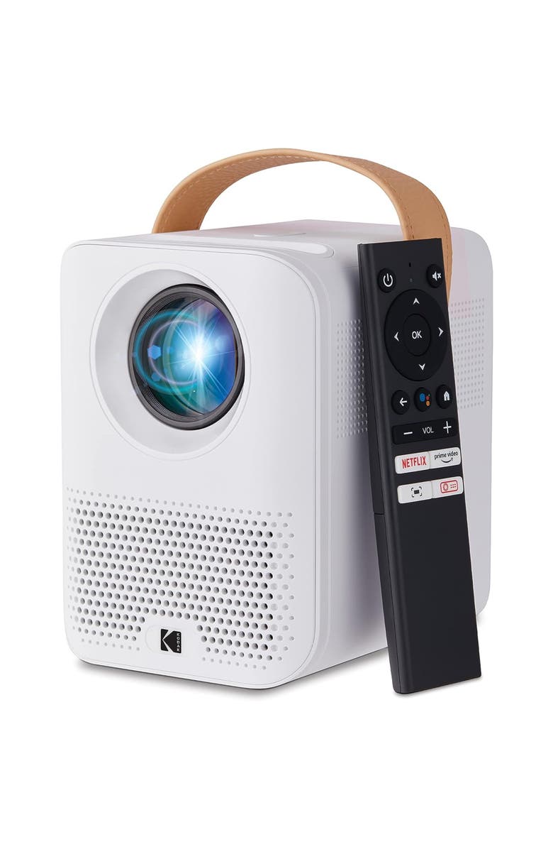 Kodak FLIK HD9 Smart Projector, Portable Mini Projector with Android TV & Bluetooth, Main, color, White