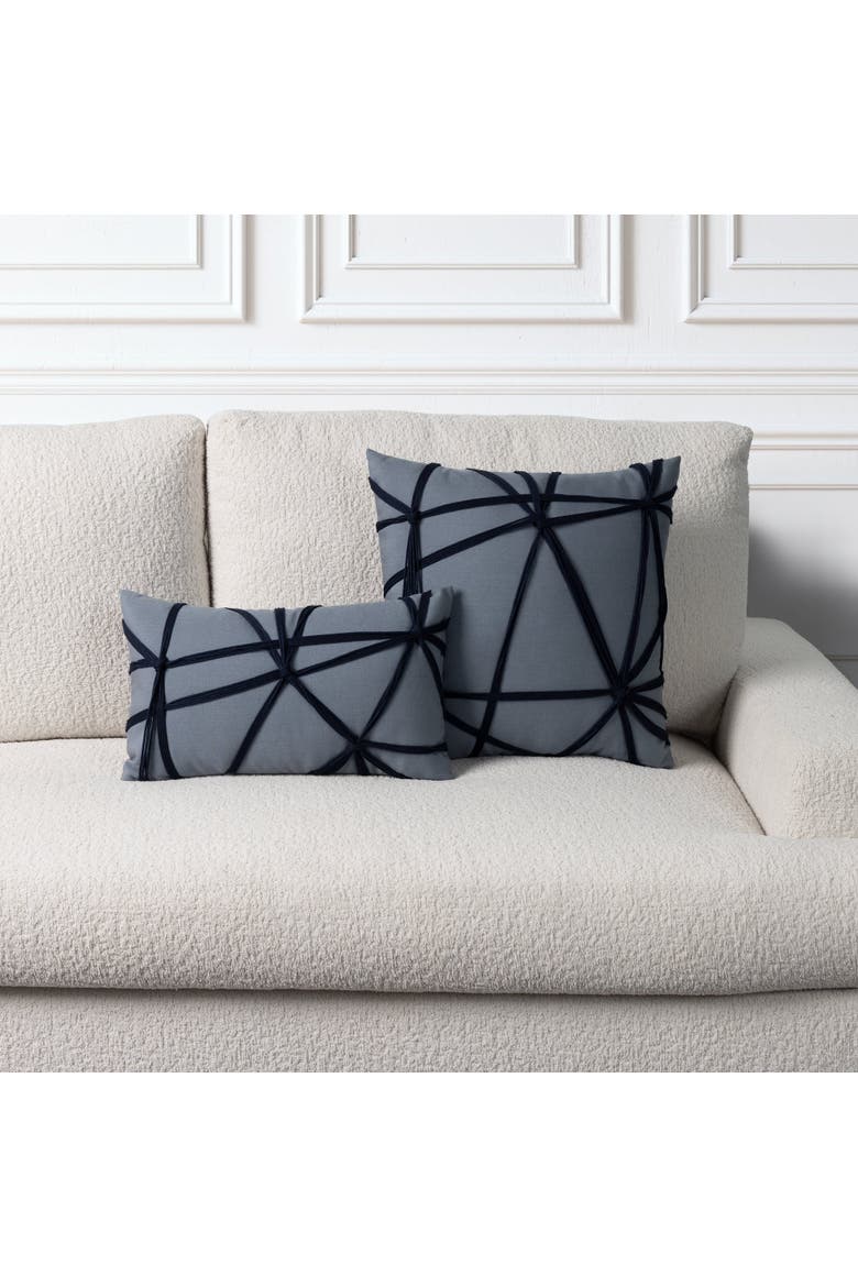 Interlace Hand Knotted Indoor & Outdoor Woven Accent Pillow & Insert, Alternate, color, Slate