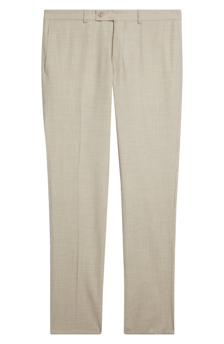 Jack Victor Patrick Tropical Weave Stretch Wool Blend Dress Pants, Main, color, Sand