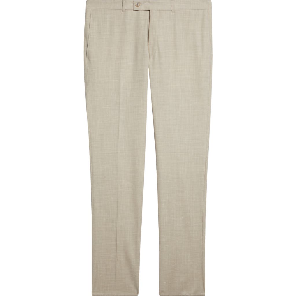 Jack Victor Patrick Tropical Weave Stretch Wool Blend Dress Pants in Sand at Nordstrom, Size 30